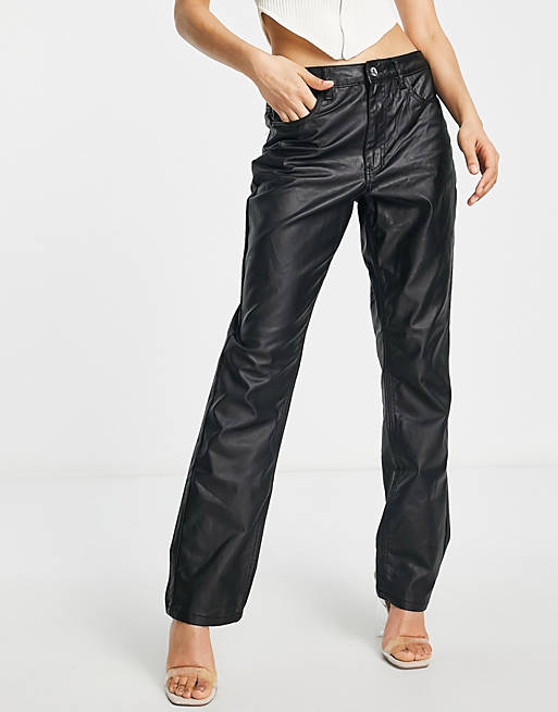 Missgudied Petite - Wrath - Jeans met hoge taille en coating in zwart
