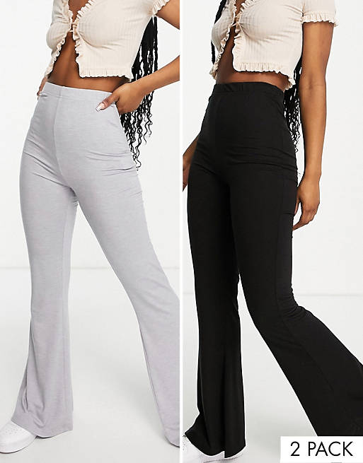 Trousers & Leggings Missguided 2 pack flare in black and grey 