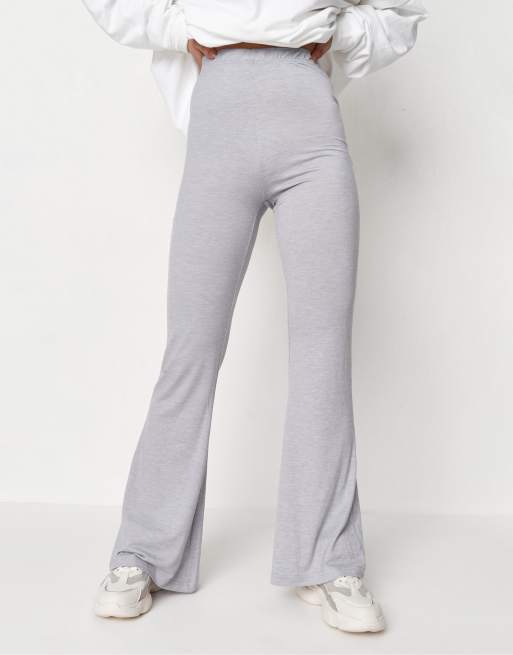 Missguided 2 pack ribbed flare pants in black and grey