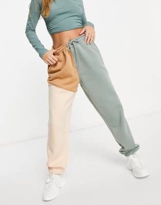 Missguided 90 s jogger in sage colour block ASOS