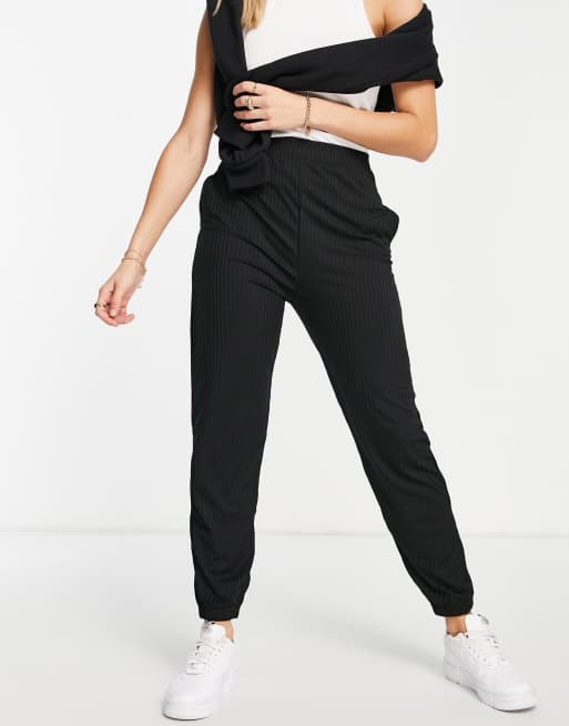 Missguided 90s ribbed jogger in black