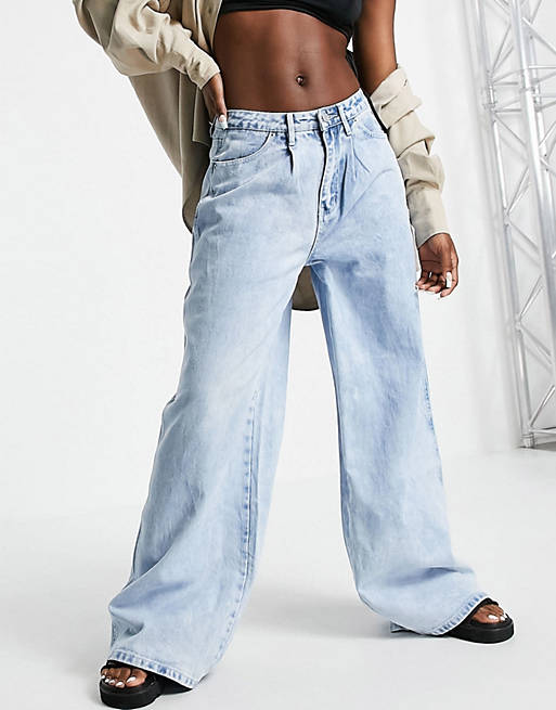 Missguided 90s wide leg jeans in blue | ASOS