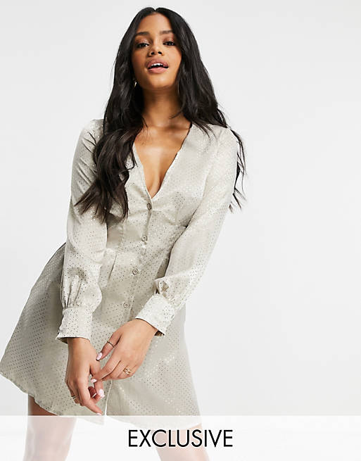 Missguided a-line mini dress with cinched waist in cream