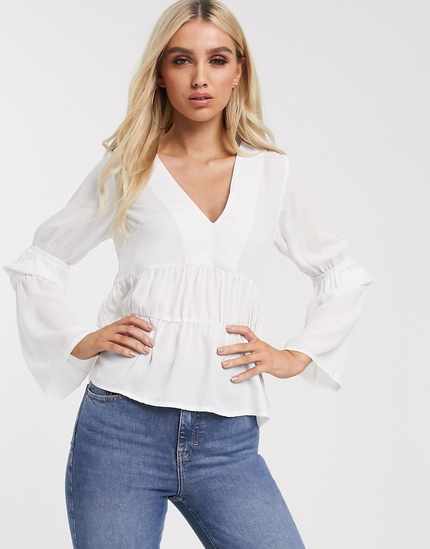 Missguided - Aangerimpelde blouse in wit