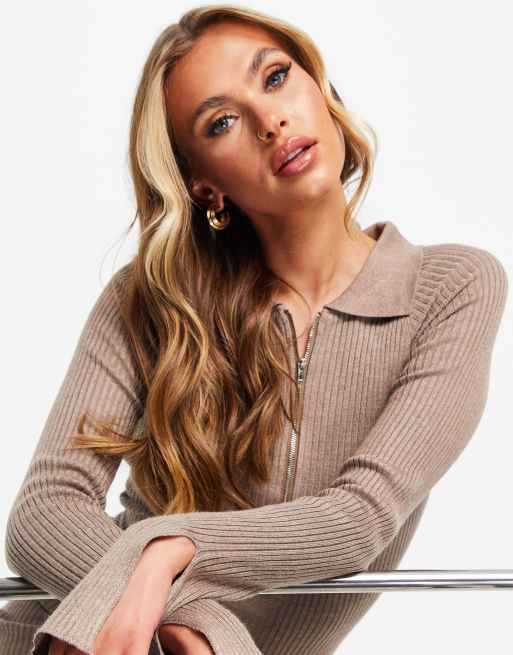 Missguided - Assets - Beige minikjole med krave, 3 af 4