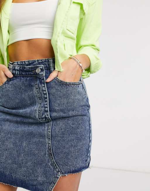 Missguided blue denim outlet skirt