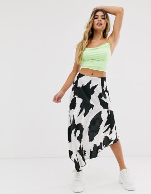 Missguided asymmetric satin skirt in 