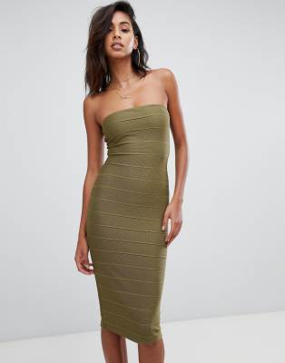 bandeau bandage midi dress