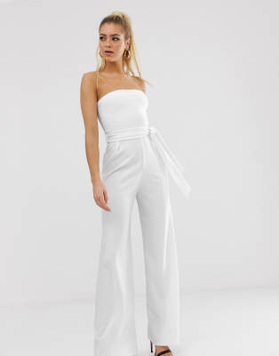 white bandeau jumpsuit