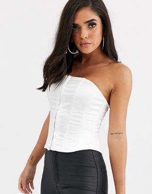 Missguided bandeau satin corset top in ...