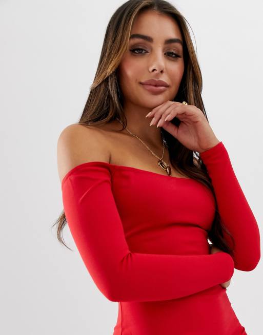 Missguided bardot shop fishtail hem dress