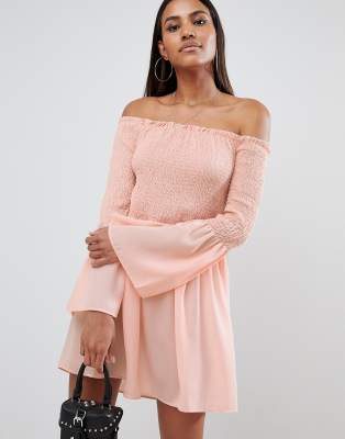 Missguided bardot swing dress-Pink