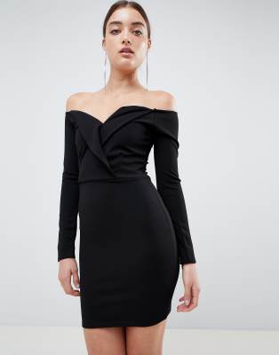 tuxedo dress bardot