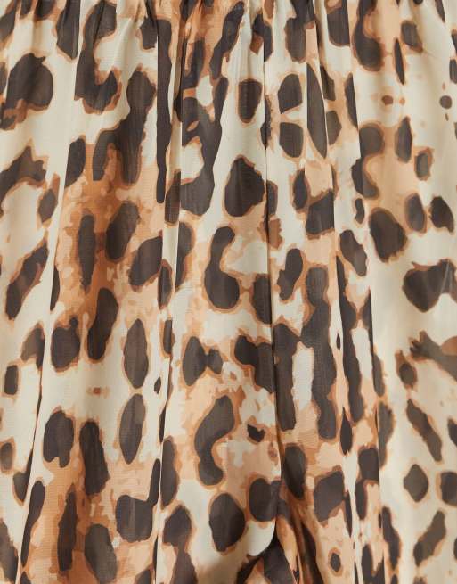 Missguided beach cover up trousers in leopard print