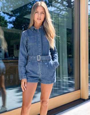 missguided blue playsuit