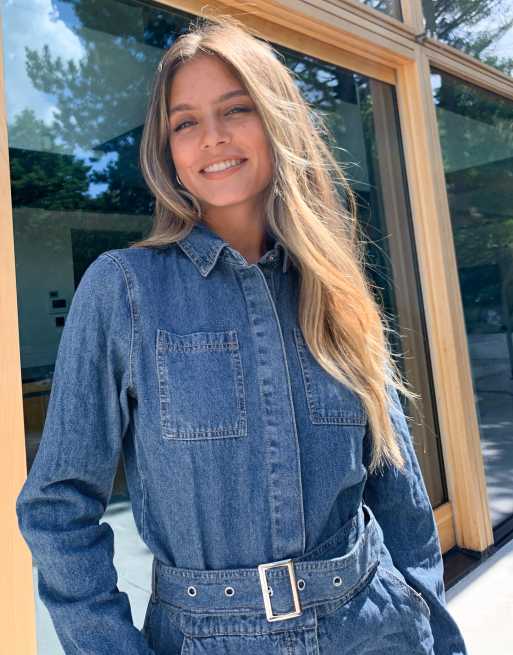 Missguided denim playsuit cheap