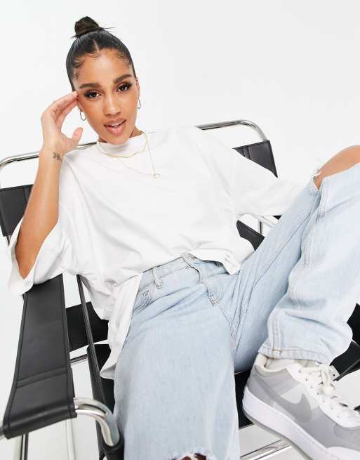 Missguided – Biały T-shirt oversize z kolekcji podstawowej