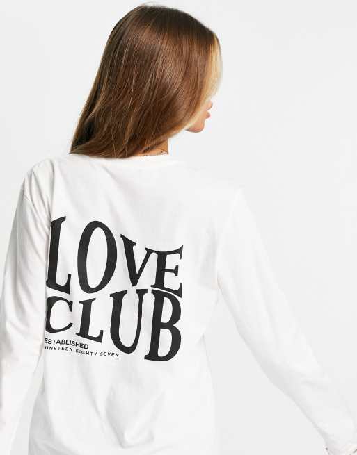 Missguided – Biały T-shirt oversize ze napisem Love Club