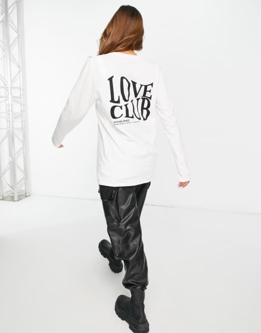 Missguided – Biały T-shirt oversize ze napisem Love Club, 2 z 4