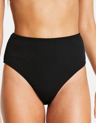 Missguided bikini bottom with high waist in black