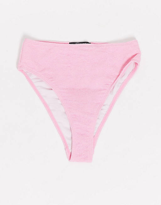 Missguided - Bikinibroekje met kreukeffect en hoge taille in roze