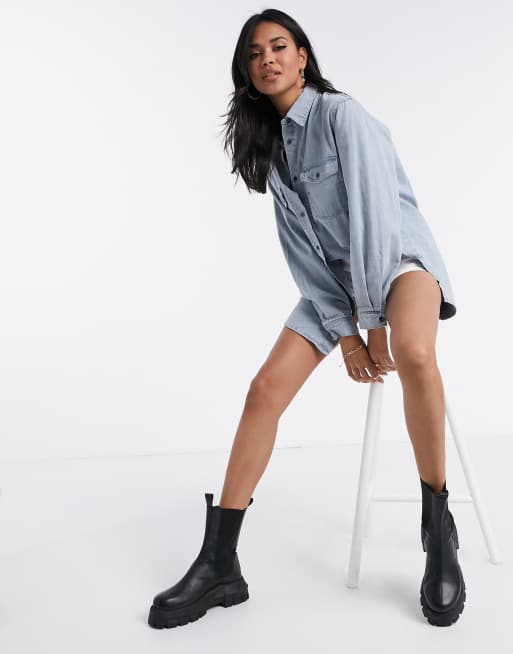 Missguided – Blå jeansskjorta i oversize med boyfriend-passform, 4 av 4