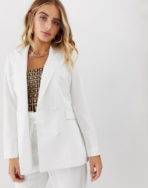 Missguided Blazer ajusté Blanc (ensemble) | ASOS Missguided Petite Ensemble avec blazer ajusté et pantalon