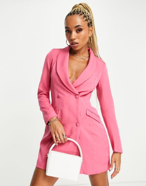 Missguided blazer dress in bright pink | ASOS