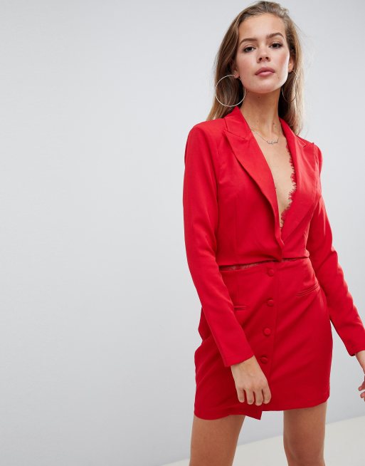 Missguided blazer dress in red