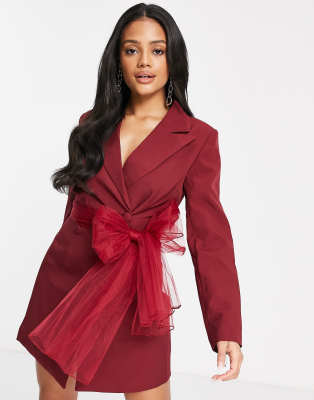 burgundy blazer dress