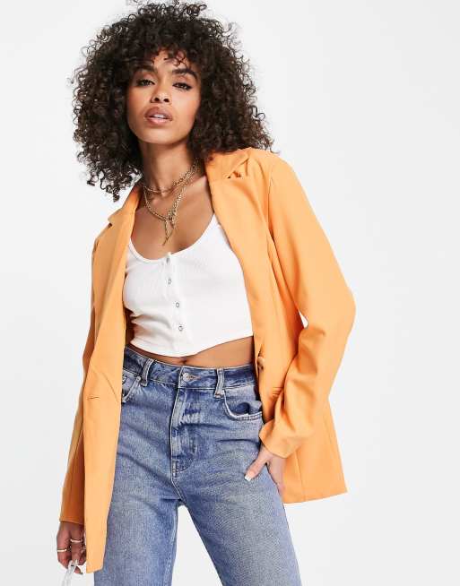 Missguided blazer with shoulder pads in orange ASOS