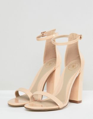 nude strappy block heels