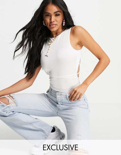 Missguided - Body met racerhals zonder rug in crème