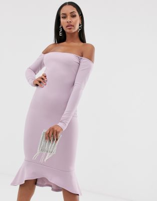 lilac midi bodycon dress