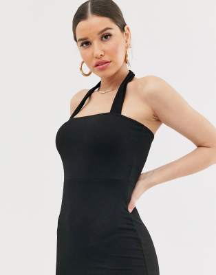 square halter neck dress