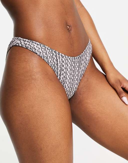 Missguided - Boomerang - Slip bikini con logo color tortora