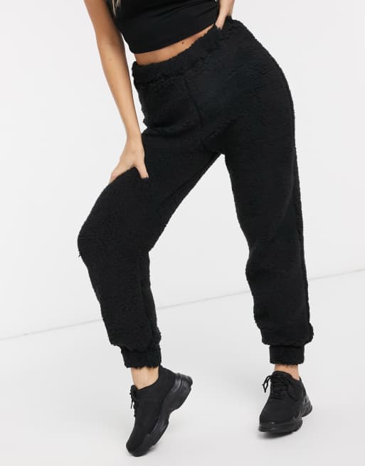 Missguided borg oversized joggers in black ASOS