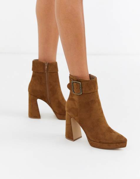 Missguided - Bottines à talon avec boucles - Fauve