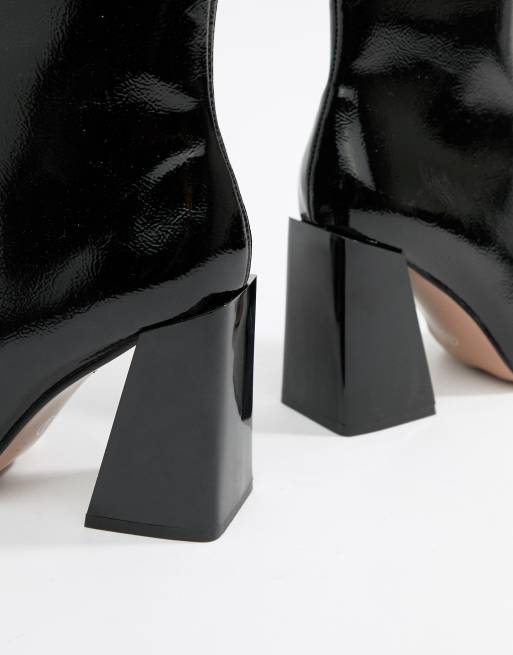 Missguided - Bottines avec nouveau talon évasé et bout carré - Noir, 4 de 4