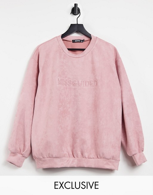 Missguided branded sweater in pink