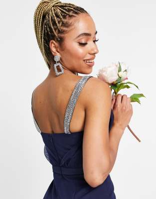 Missguided navy bridesmaid dress hotsell
