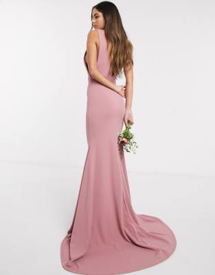 pink low back dress