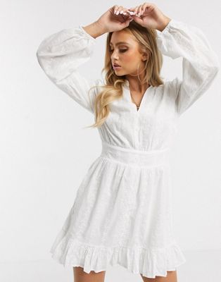 missguided white frill dress