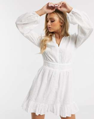 frill hem white dress