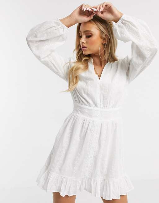 Missguided white deals ruffle dress