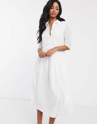 white shirt smock dress