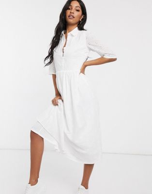 white broderie anglaise smock dress