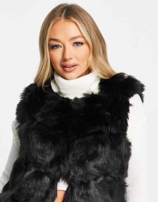 Missguided bubble fur gilet in black