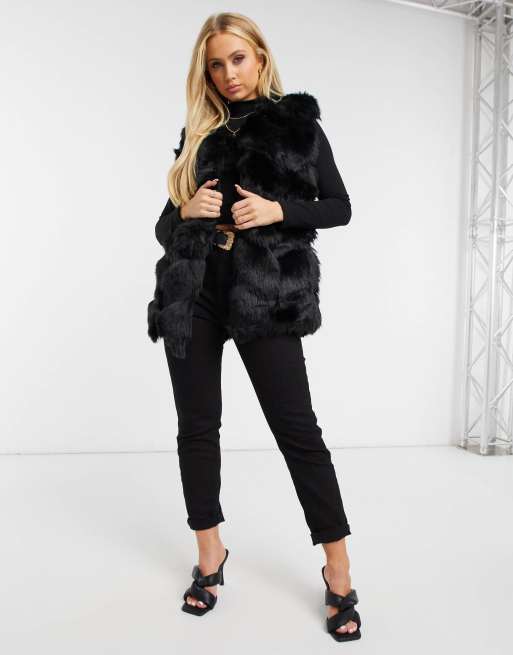 Black bubble fur gilet hotsell