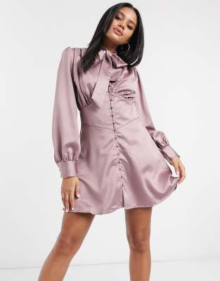 missguided pink satin dress